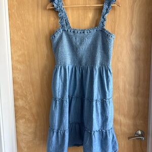 Chambray Ruffle Dress